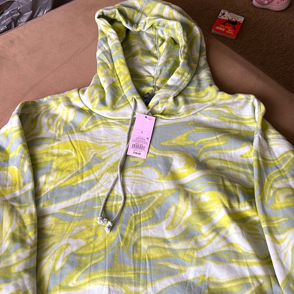 Wild Fable Green Swirl Cropped Hoodie L